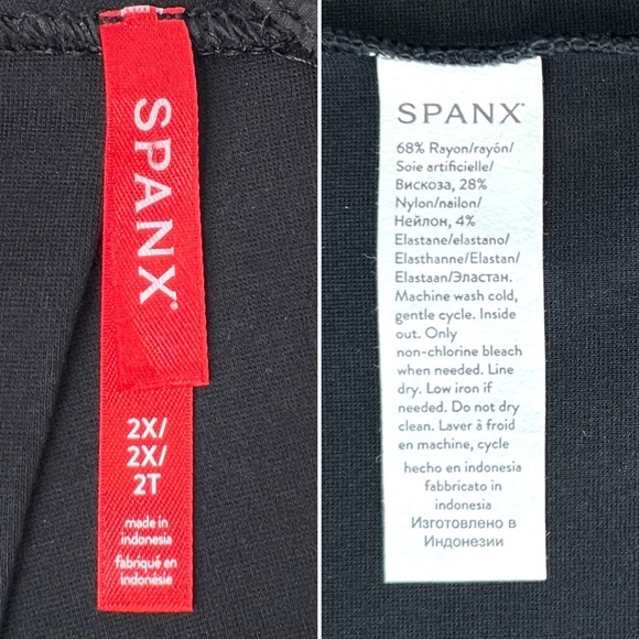Spanx The Perfect Funnel Top Size 2X Short Sleeve Shirt Black Women’s New NWT - Picture 8 of 10